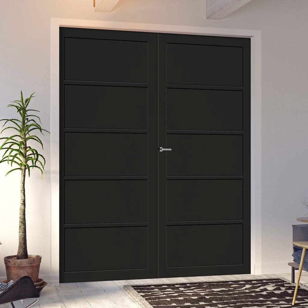 Shoreditch Black Internal Door Pair - Prefinished - Urban Collection