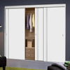 Minimalist Wardrobe Door & Frame Kit - Three Sierra Blanco Flush Doors - White Painted