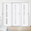 Minimalist Wardrobe Door & Frame Kit - Three Sierra Blanco Doors - Frosted Glass - White Painted