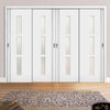 Minimalist Wardrobe Door & Frame Kit - Four Sierra Blanco Doors - Frosted Glass - White Painted