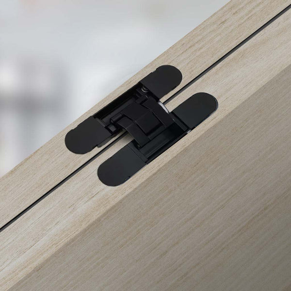 Single Cerberus Strong Matt Black Concealed Hinge - 140x30mm - Not Fire Rated