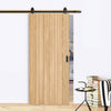 Top Mounted Black Sliding Track & Door - Montreal Oak Flush Internal Door - Prefinished