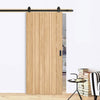 Top Mounted Black Sliding Track & Door - Montreal Oak Flush Internal Door - Prefinished