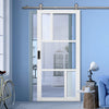 Sirius Tubular Stainless Steel Track & Solid Wood Door - Eco-Urban® Arran 5 Pane Door DD6432G Clear Glass(2 FROSTED PANES) - 6 Colour Options