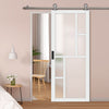 Sirius Tubular Stainless Steel Track & Solid Wood Door - Eco-Urban® Cairo 6 Pane Door DD6419SG Frosted Glass - 6 Colour Options