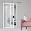 Sirius Tubular Stainless Steel Track & Solid Wood Door - Eco-Urban® Suburban 4 Pane Door DD6411SG Frosted Glass - 6 Colour Options