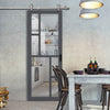 Sirius Tubular Stainless Steel Track & Solid Wood Door - Eco-Urban® Cairo 6 Pane Door DD6419G Clear Glass - 6 Colour Options