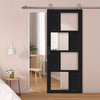 Sirius Tubular Stainless Steel Track & Door - Handcrafted Eco-Urban® Cusco 4 Pane 4 Panel Door DD6416G Clear Glass - 6 Colour Options
