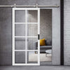 Sirius Tubular Stainless Steel Track & Solid Wood Door - Eco-Urban® Perth 8 Pane Door DD6318G - Clear Glass - 6 Colour Options