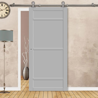 Image: Sirius Tubular Stainless Steel Track & Solid Wood Door - Eco-Urban® Malvan 4 Panel Door DD6414 - 6 Colour Options