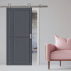 Sirius Tubular Stainless Steel Track & Solid Wood Door - Eco-Urban® Marfa 4 Panel Door DD6313 - 6 Colour Options