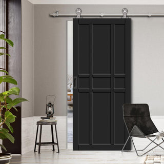 Image: Sirius Tubular Stainless Steel Track & Solid Wood Door - Eco-Urban® Tromso 9 Panel Door DD6402 - 6 Colour Options