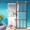 Sirius Tubular Stainless Steel Track & Solid Wood Door - Eco-Urban® Queensland 7 Pane Door DD6424G Clear Glass - 6 Colour Options