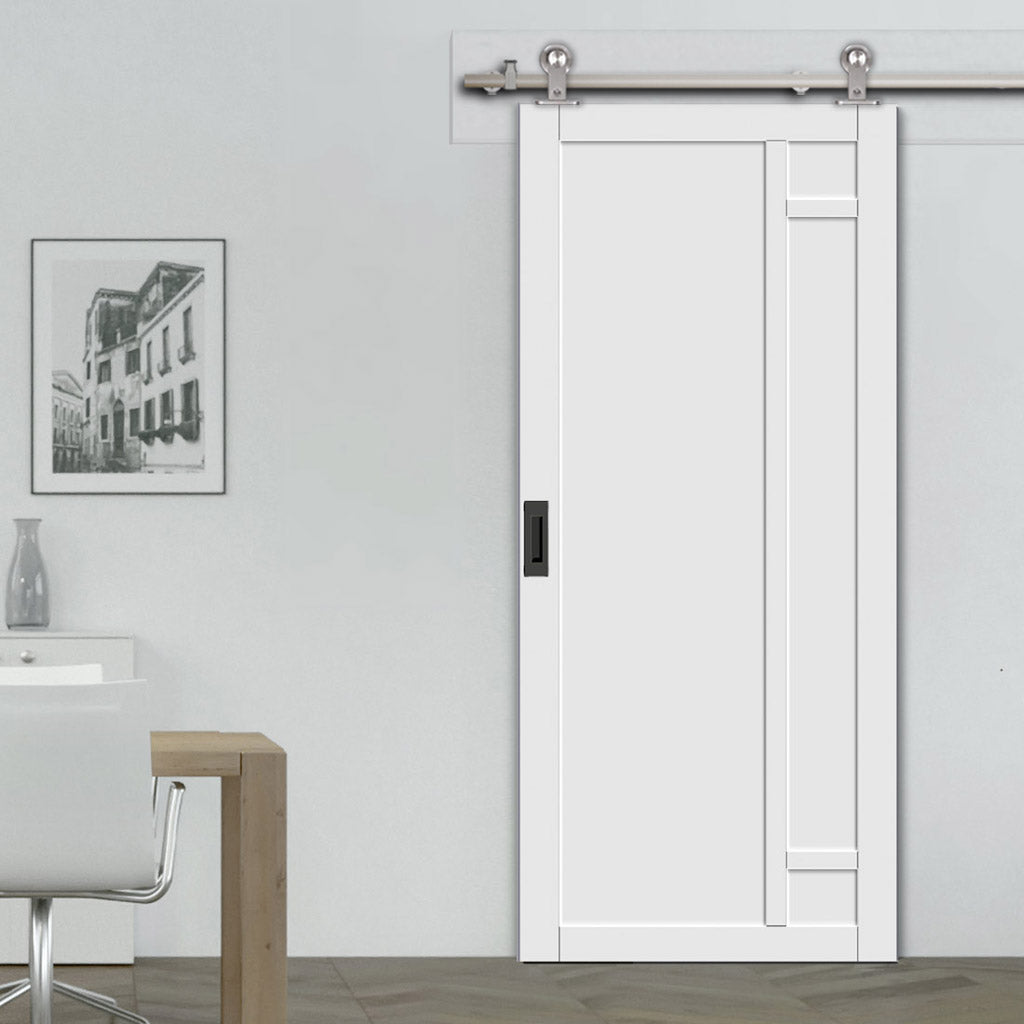 Sirius Tubular Stainless Steel Track & Solid Wood Door - Eco-Urban® Suburban 4 Panel Door DD6411 - 6 Colour Options