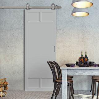 Image: Sirius Tubular Stainless Steel Track & Solid Wood Door - Eco-Urban® Sydney 5 Panel Door DD6417 - 6 Colour Options