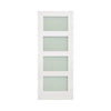 Top Mounted Sliding Track & Double Door - Coventry White Primed Shaker Door - Obscure Glass