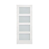 Top Mounted Sliding Track & Double Door - Coventry White Primed Shaker Door - Clear Glass