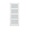 Top Mounted Stainless Steel Sliding Track & Door - Coventry White Primed Shaker Door - Clear Glass