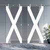 Double Glass Sliding Door - Solaris Tubular Stainless Steel Sliding Track & The Saltire Flag  8mm Clear Glasss - Obscure Printed Design