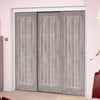 Minimalist Wardrobe Door & Frame Kit - Three Laminate Mexicano Light Grey Doors - Prefinished