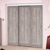 Minimalist Wardrobe Door & Frame Kit - Three Laminate Mexicano Light Grey Doors - Prefinished