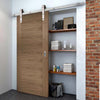 Single Sliding Door & Stainless Steel Barn Track - Sofia Walnut Veneer Door - Prefinished