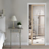 Soho 4 Pane Blonde Oak Primed Single Evokit Pocket Door - Clear Glass - Prefinished