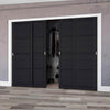 Minimalist Wardrobe Door & Frame Kit - Four Soho 4 Panel Charcoal Door - Prefinished