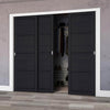 Minimalist Wardrobe Door & Frame Kit - Three Soho 4 Panel Charcoal Door - Prefinished