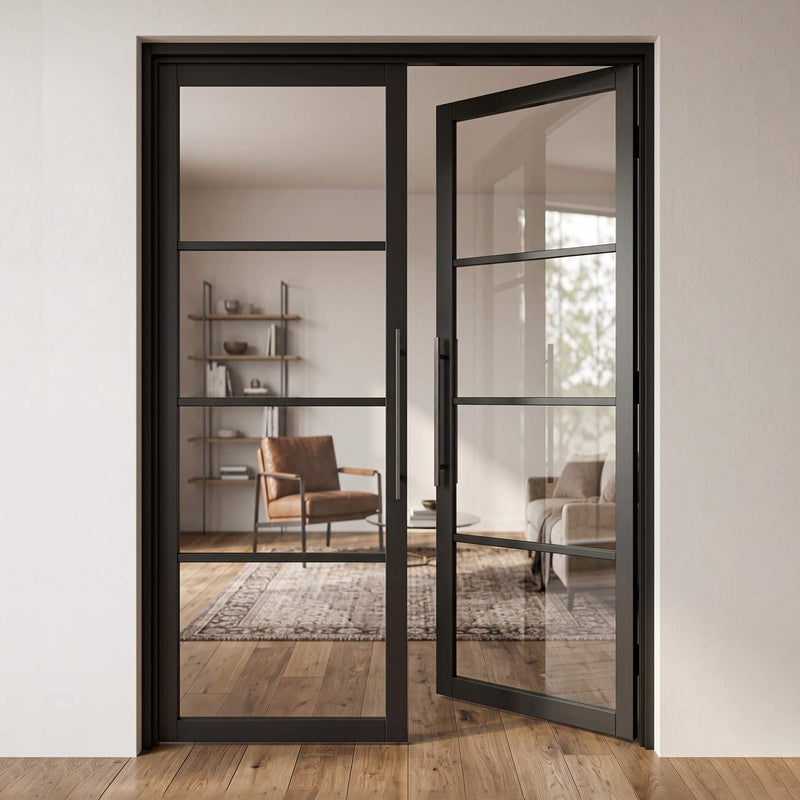 Value - Industrial Glazed Door Pair - Black Primed