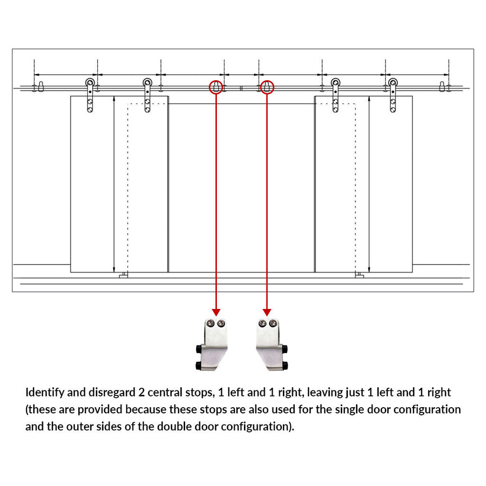 Double Glass Sliding Door - Solaris Tubular Stainless Steel Sliding Track & Spott 8mm Obscure Glass - Clear Printed Design