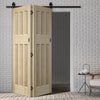 SpaceEasi Top Mounted Black Folding Track & Double Door  - DX 60's Nostalgia Oak Panel Door - Unfinished