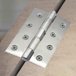 Image: 3x Ares Loft Style Satin Stainless Steel Hinges - 102x67mm