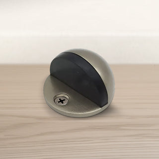 Image: Orb Oval Floor Mounted Door Stop - Satin Nickel