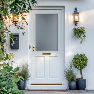 Image: 2XG Exterior Hardwood Back Door - Stippolyte Toughened Double Glazing
