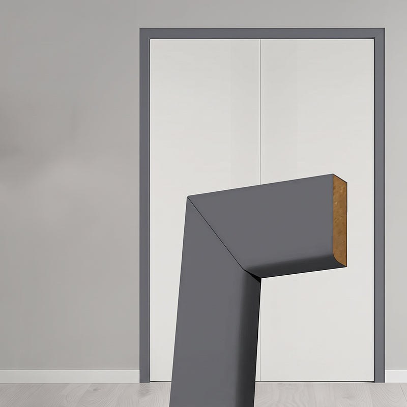 Made to Size Thruframe Interior Stormy Grey Primed Door Lining Frame and Simple Architrave Set - Suits Double Doors