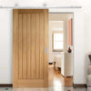 Top Mounted Stainless Steel Sliding Track & Door - Suffolk Essential Oak Door - Unfinished