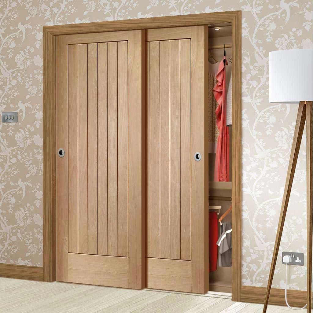 Minimalist Wardrobe Door & Frame Kit - Two Suffolk Oak Doors - Prefinished