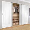 Minimalist Wardrobe Door & Frame Kit - Four Suffolk Flush Doors - White Primed