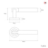 Turin Door Lever Bathroom Handle Pack - 3 Radius Cornered Hinges - Satin Finish
