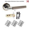 Four Pack Tennessee Status Lever on Round Rose Black Nickel  Polished Chrome Combo Handle Pack Pack
