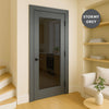 UK Made to Measure - Redford 1L Interior Door - Tinted Glass - Premium Primed - 7 Colour Options