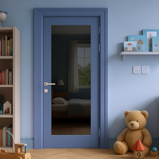Image: UK Made to Measure - Redford 1L Interior Door - Tinted Glass - Premium Primed - 7 Colour Options