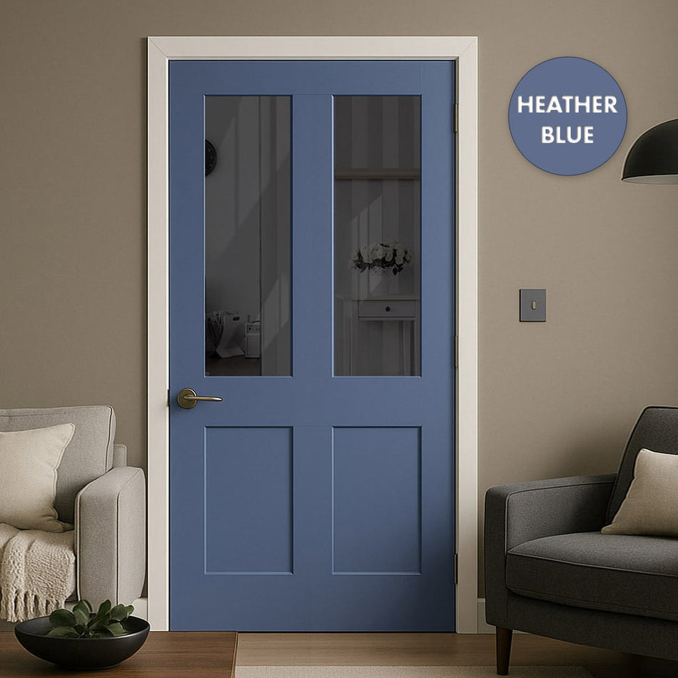 UK Made to Measure - Millgate Victorian 2L Interior Door - Tinted Glass - Premium Primed - 7 Colour Options