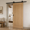 Top Mounted Black Sliding Track & Door - Mexicano Oak Door - Unfinished