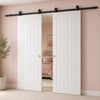 Top Mounted Black Sliding Track & Double Door - Value Cottage Style Internal Door - White Primed