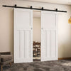 Top Mounted Black Sliding Track & Double Door - Value DX30's Panel Shaker Door - White Primed