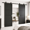 Top Mounted Black Sliding Track & Double Door - Value Industrial Primed Door - Black Primed