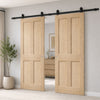 Top Mounted Black Sliding Track & Double Door - Value Victorian 4 Panel Oak Shaker Internal Door - Unfinished