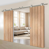 Sirius Tubular Stainless Steel Sliding Track & Wexford Oak Panel Double Door - Unfinished